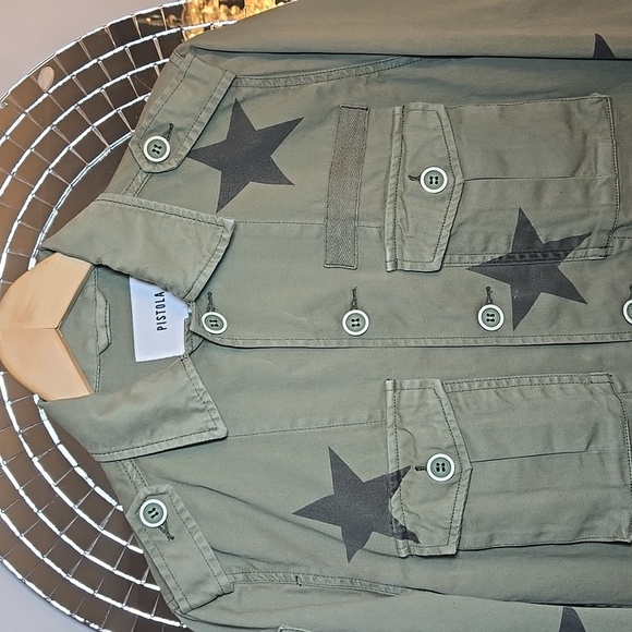 Anthropologie Pistola Camo Royal Honor Utility Military Star Shacket Jacket NWOT - Picture 6 of 16